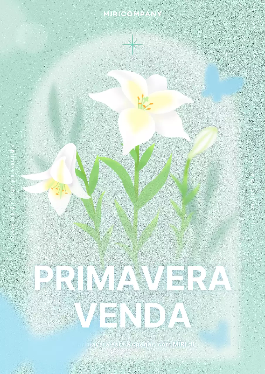 Arte simples de flores primaveris em tons de azul claro e menta