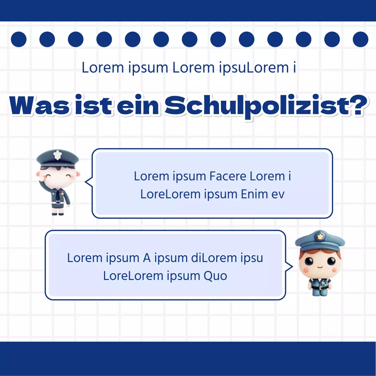 Eine einfache marineblaue und gelbe Kampagne Unsere Schulpolizisten
