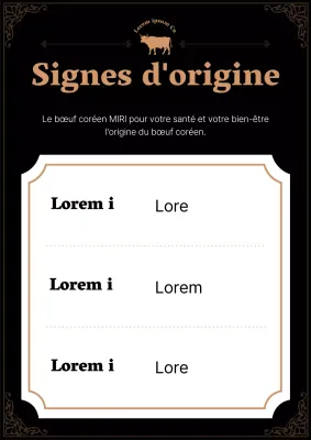 Informations sur l'origine du bœuf coréen Goryeongjin sur fond noir