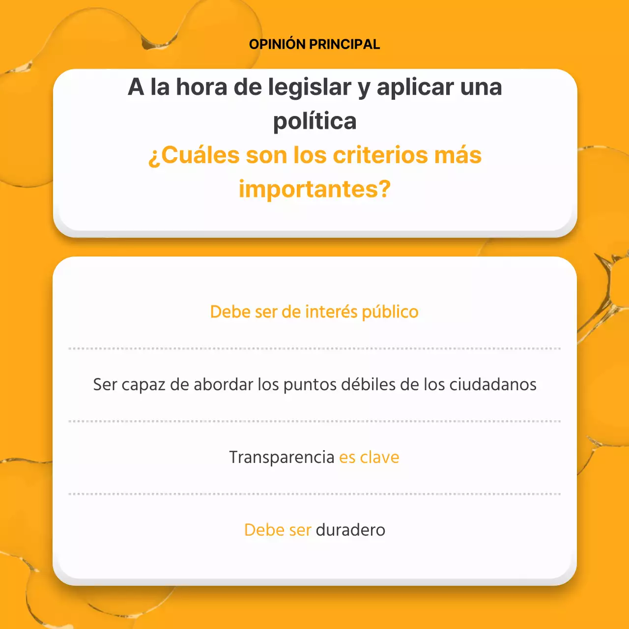 Un toque de amarillo y naranja en el informe de política cívica