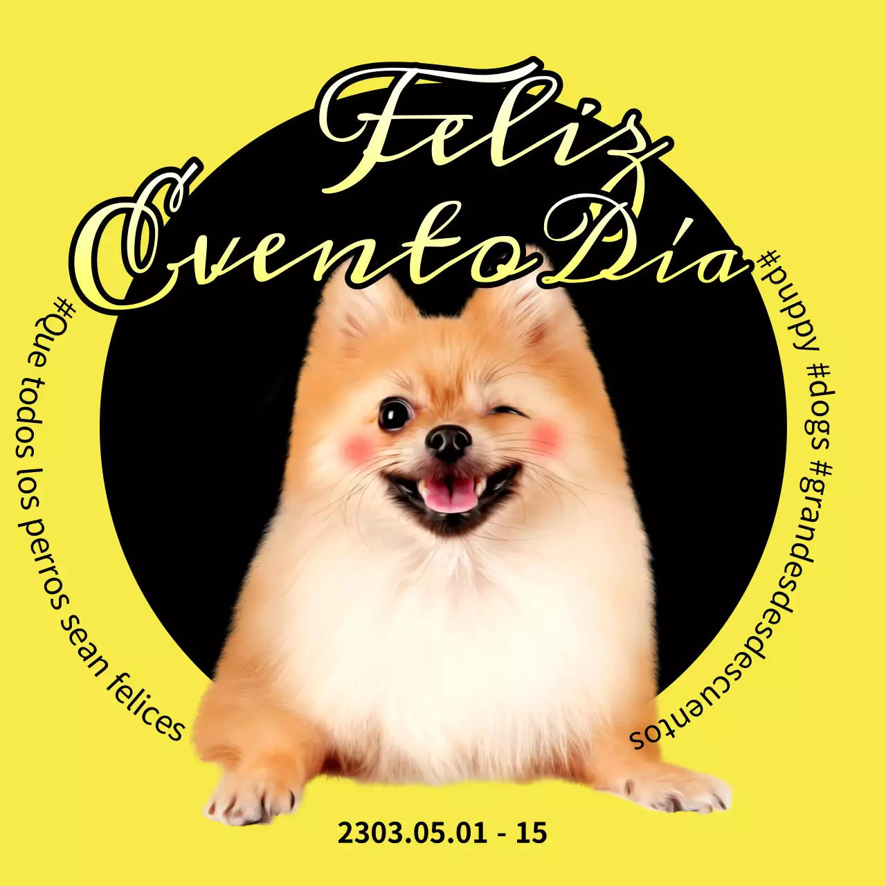 Un sencillo anuncio de venta de artículos para perros en amarillo y negro