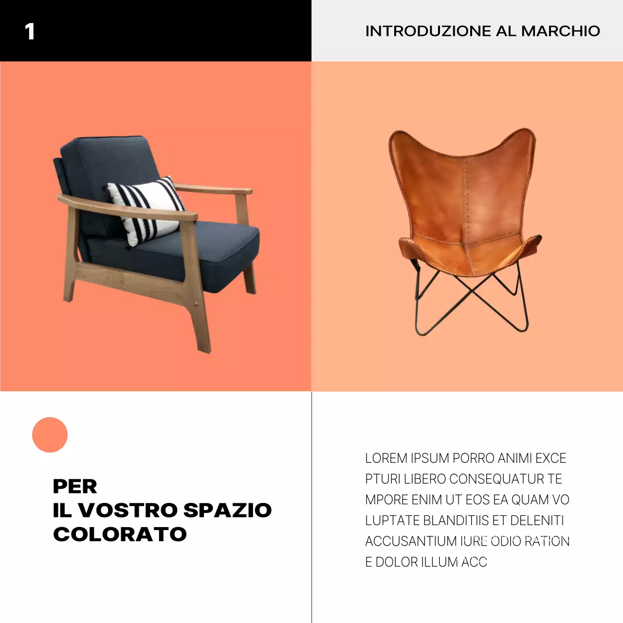Marchio di un interno minimalista in arancione e nero