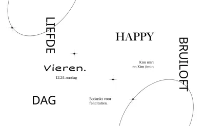 Een stijlvolle huwelijksviering met lijncirkelillustraties en glitter