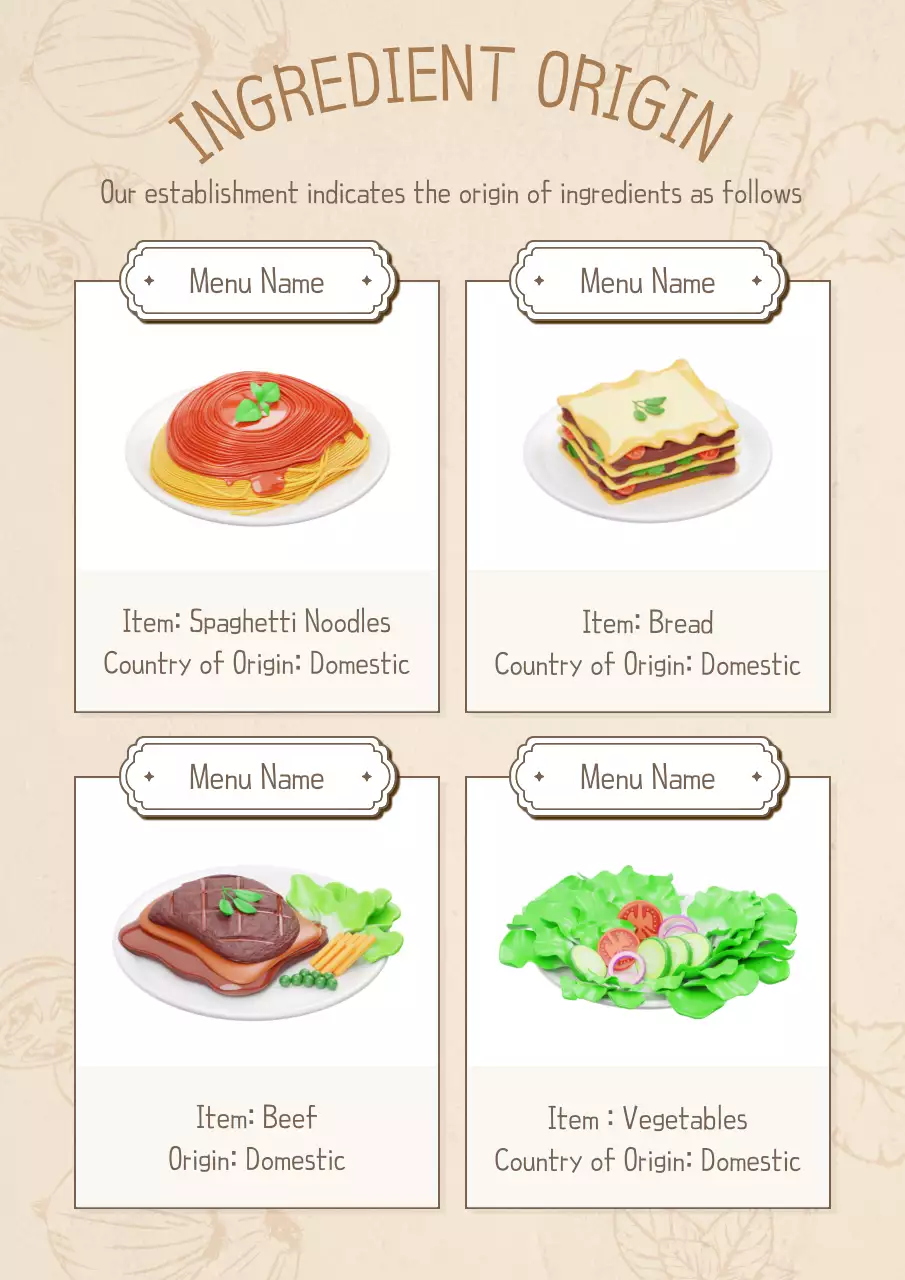 Beige Simple Food Menu Poster