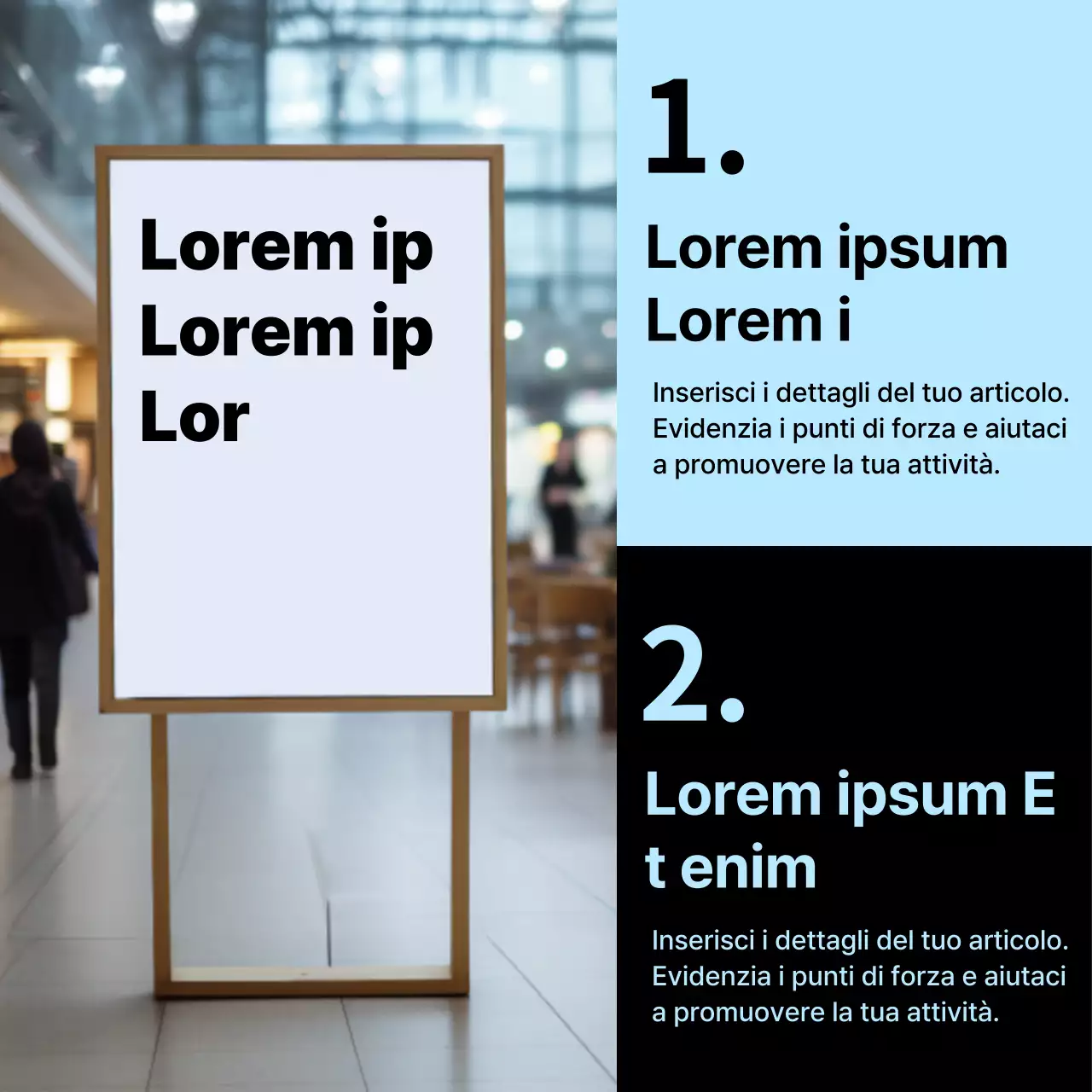 Promuovere la pubblicità esterna semplice in bianco e azzurro