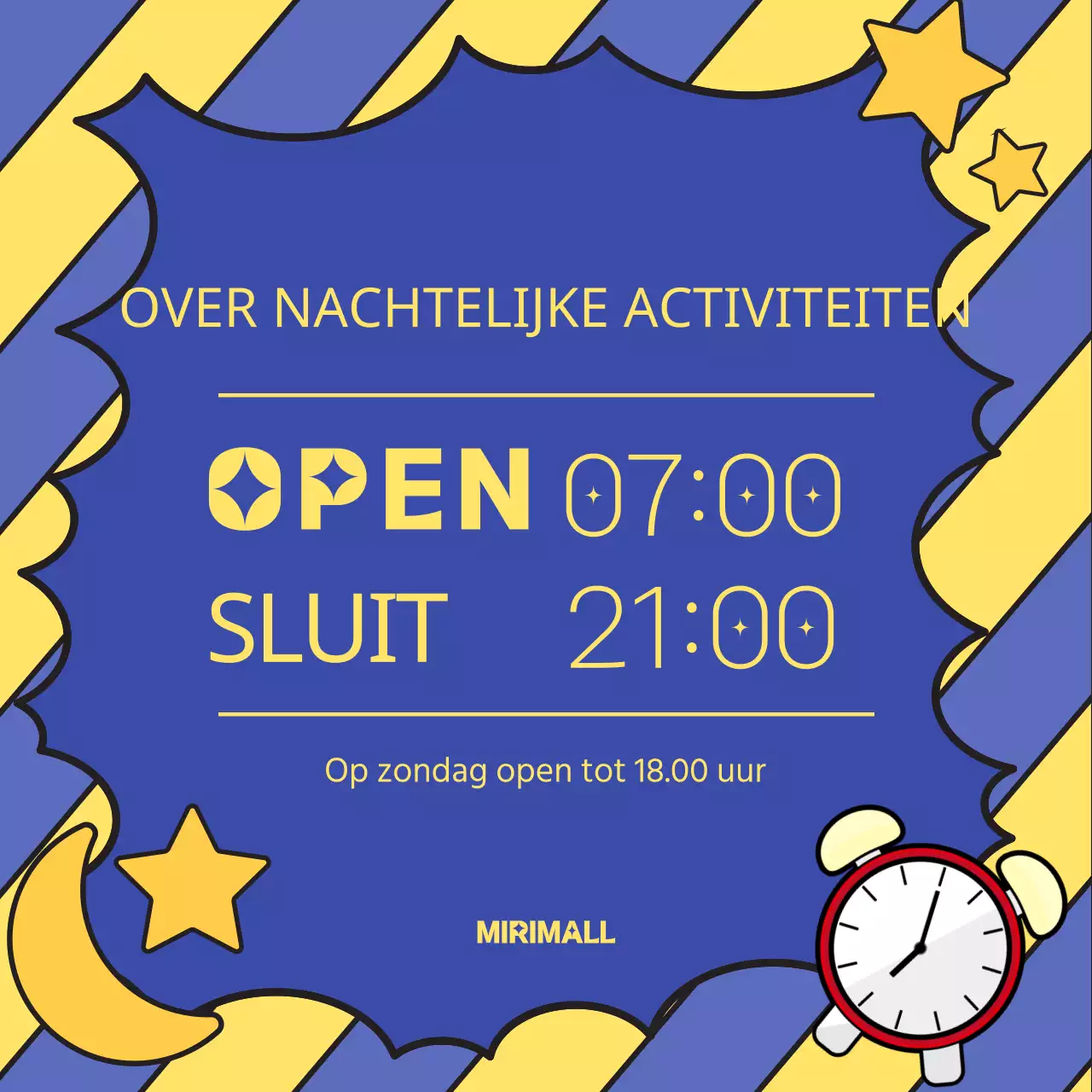 Gele en blauwe pop-art nachtelijke openingsaankondiging