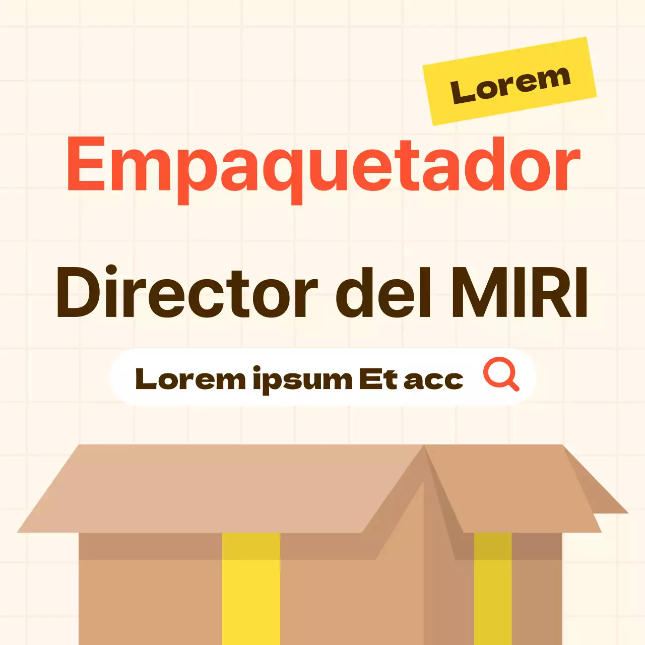 Anuncio de mudanza de embalaje sencillo en beige y naranja