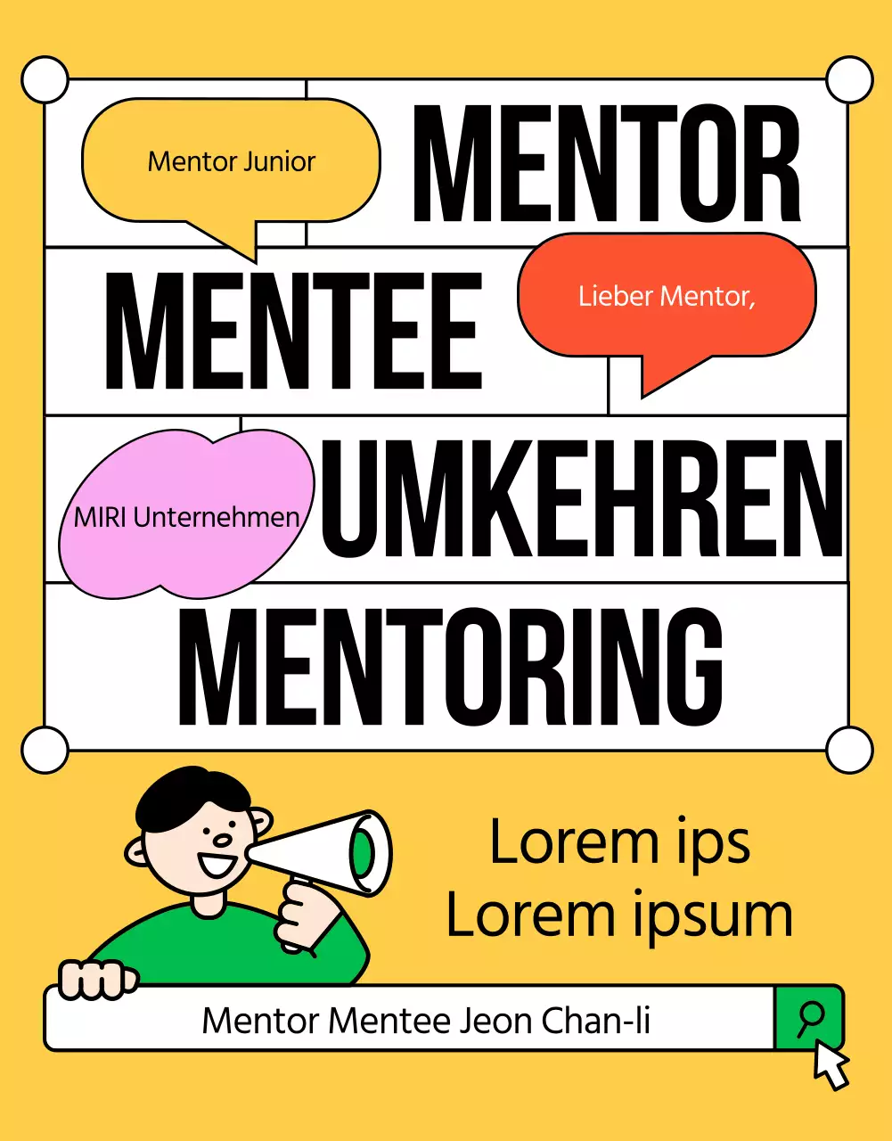 Gelbe und grüne, im Trend liegende interne Mentorenstellen