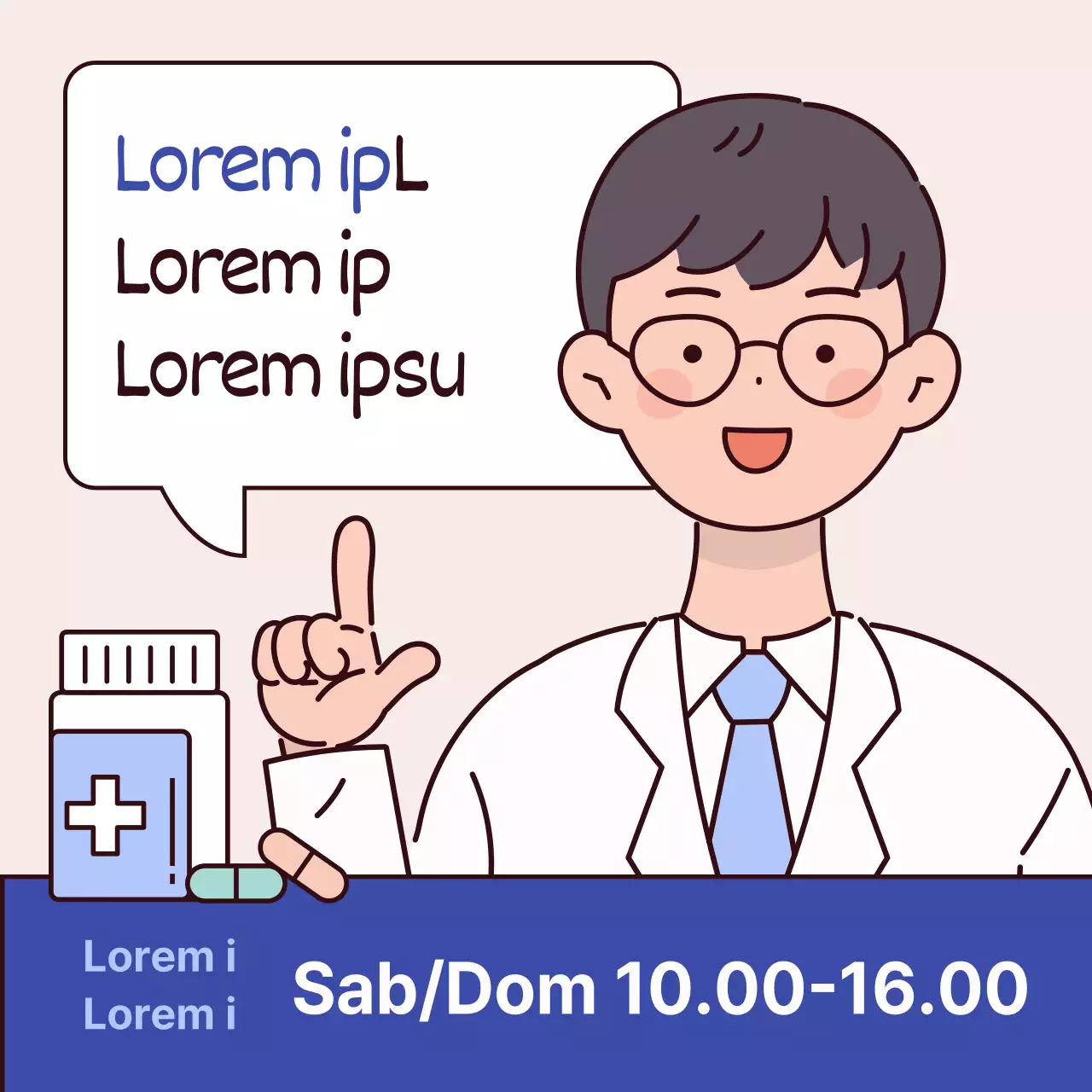 Un semplice avviso di fine settimana in farmacia blu e azzurro