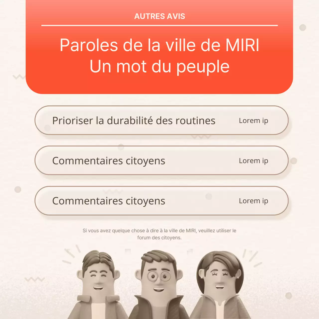 Rapport sur la politique civique rose vif et orange