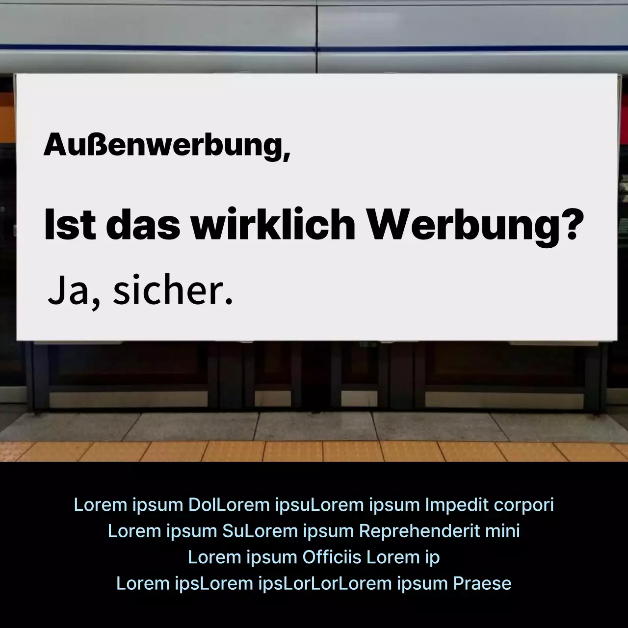 Einfache Außenwerbung in Weiß und Hellblau fördern