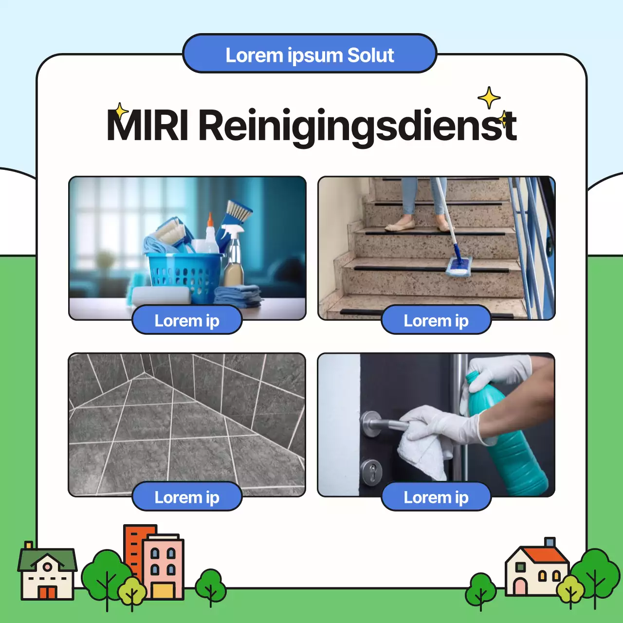 Promoot je blauwe en gele schoonmaakbureau