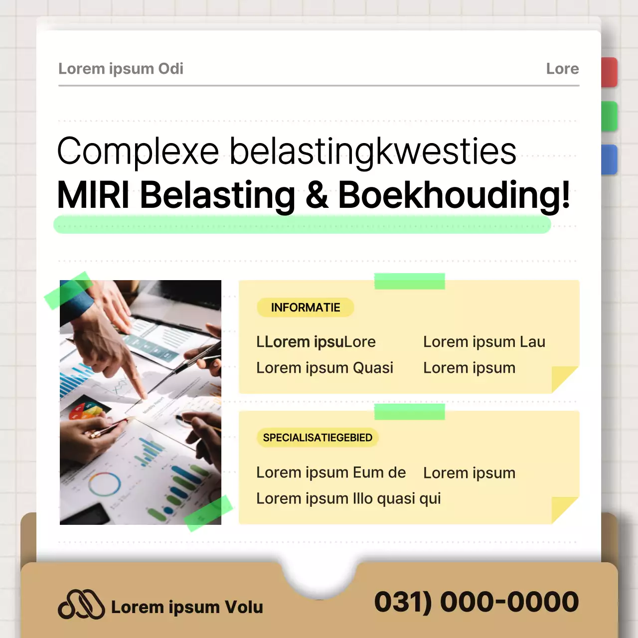 Een modern fiscaal accountantskantoor promoten in bruin en zwart