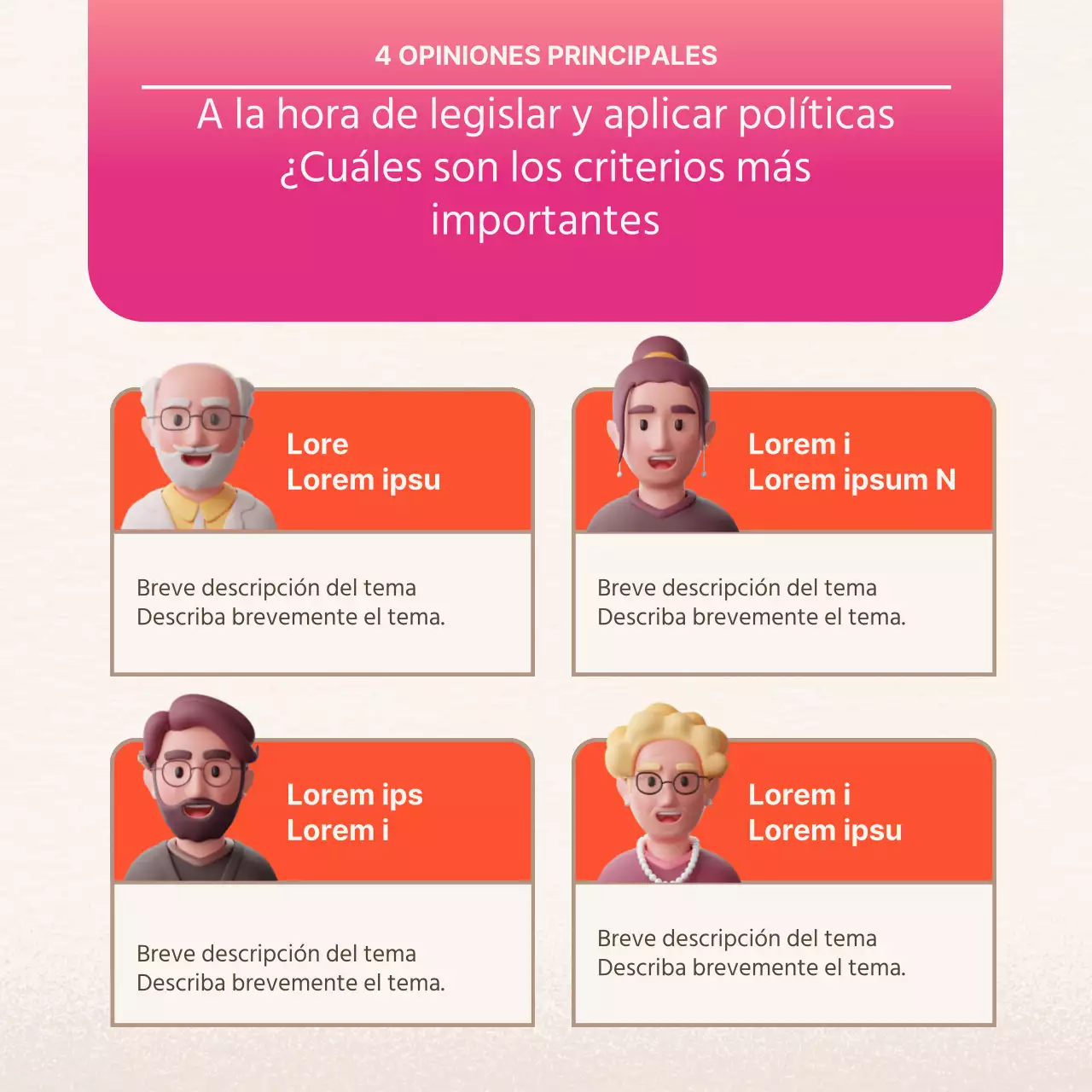 Informe de política cívica rosa y naranja