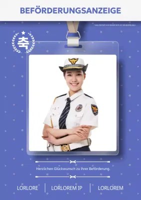 Eine einfache blau-weiße Grußbotschaft