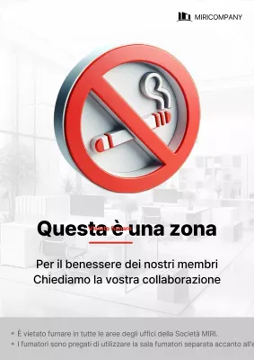 Un avviso di divieto di fumo aziendale bianco ed evidenziato