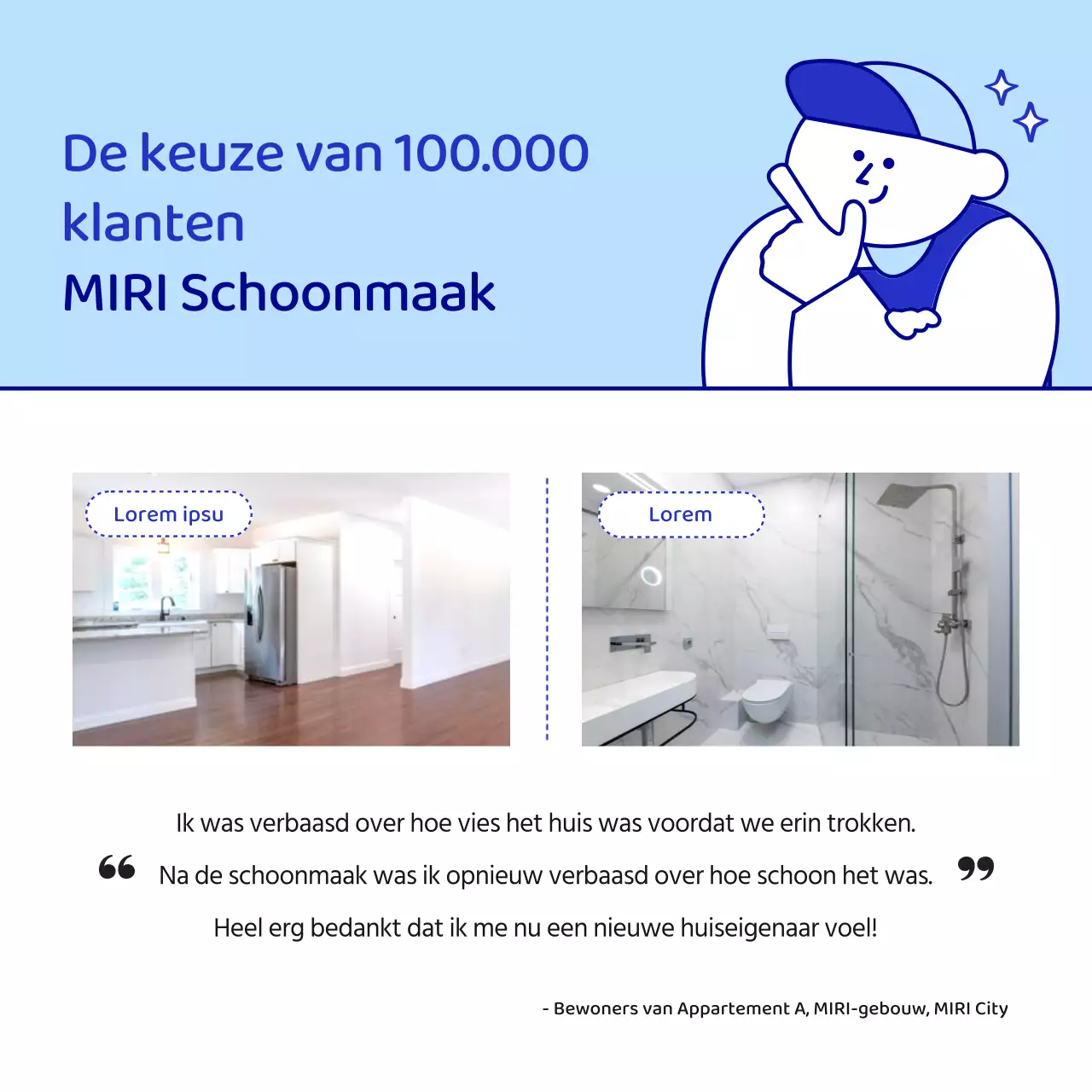 Blue's Eenvoudige Move-In Move-Out Schoonmaak Promoot je schoonmaakbedrijf