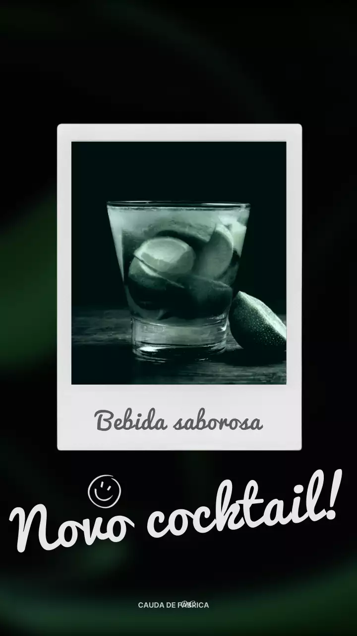 Um bar de cocktails da moda com publicações nas redes sociais em preto e caqui