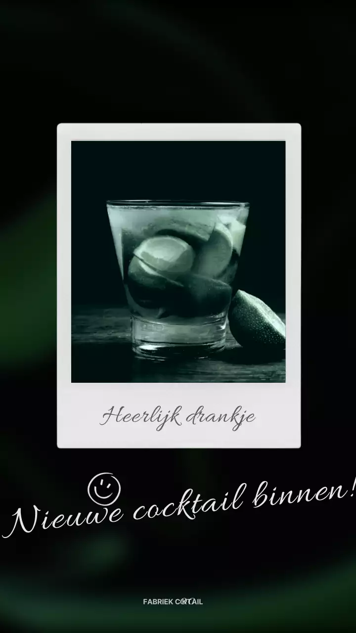 Een trendy cocktailbar in zwart en kaki social media posts