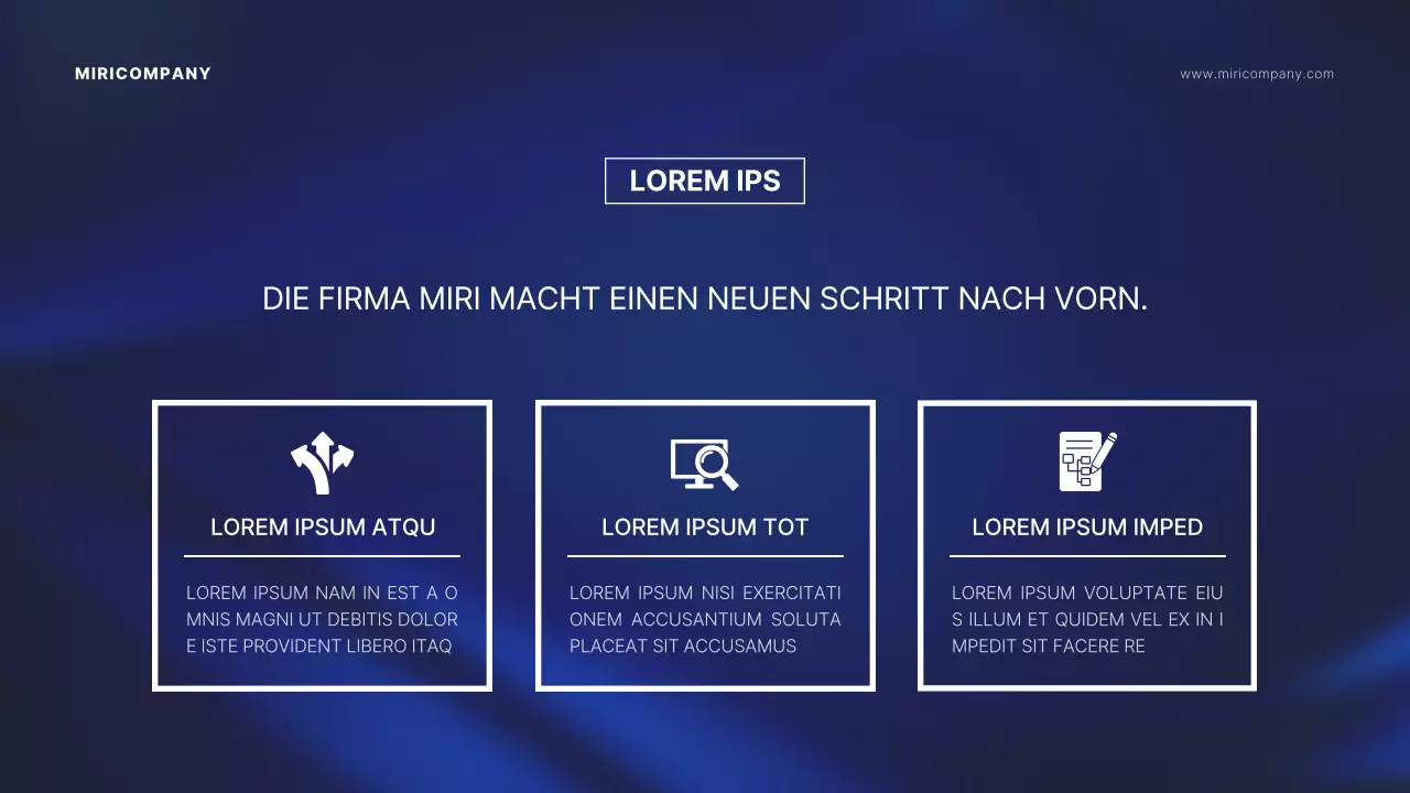 Präsentation der Aktionärsversammlung mit indigoblauem Hintergrund