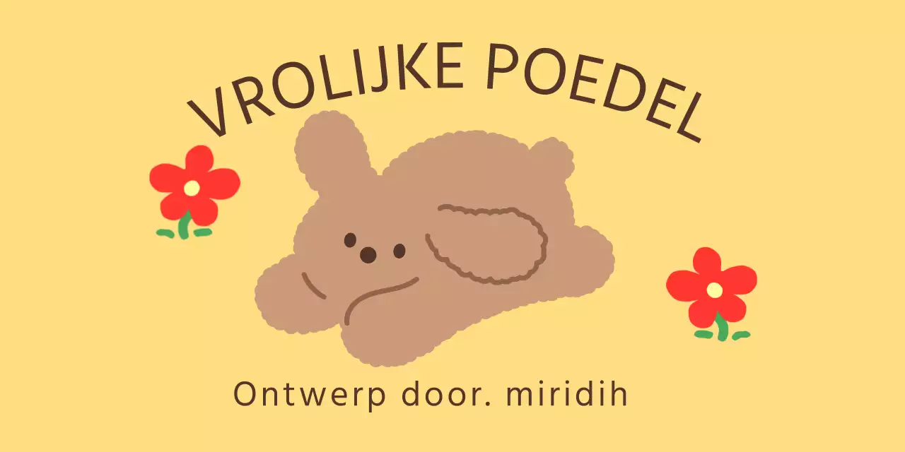 Schattige, conceptuele persoonlijke merchandise met puppy-illustraties en bloemen