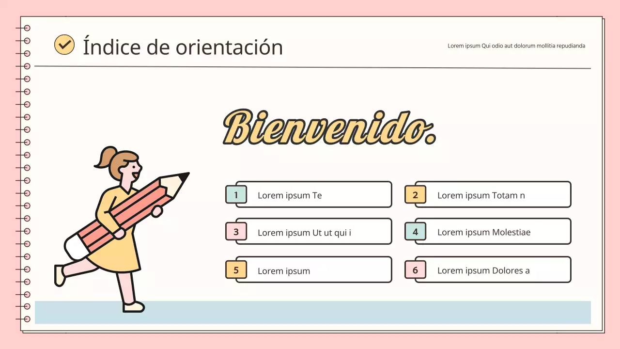 Una sencilla orientación para nuevos empleados en rosa y azul claro