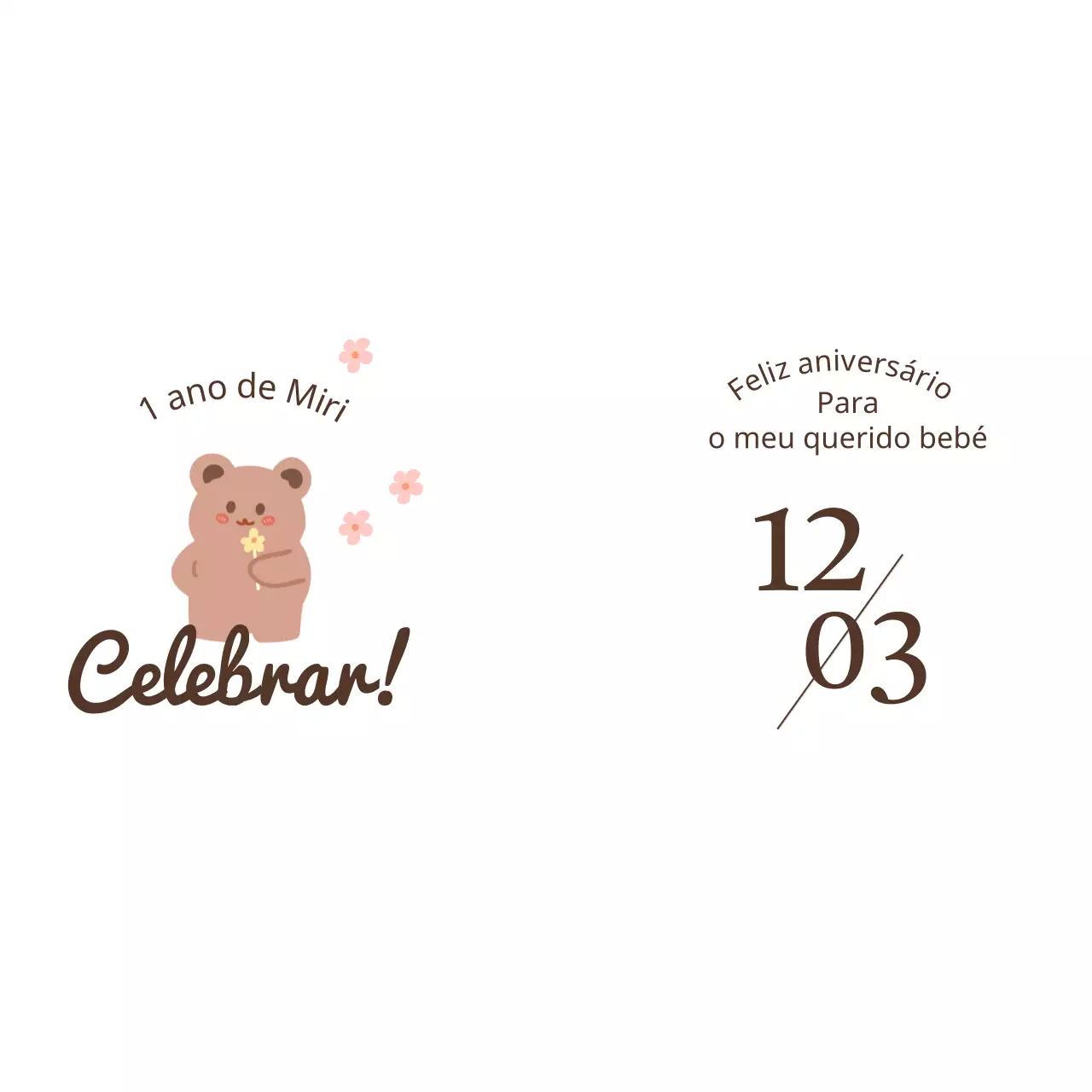 Desenho de um urso com flores e uma festa de pedra com motivos florais