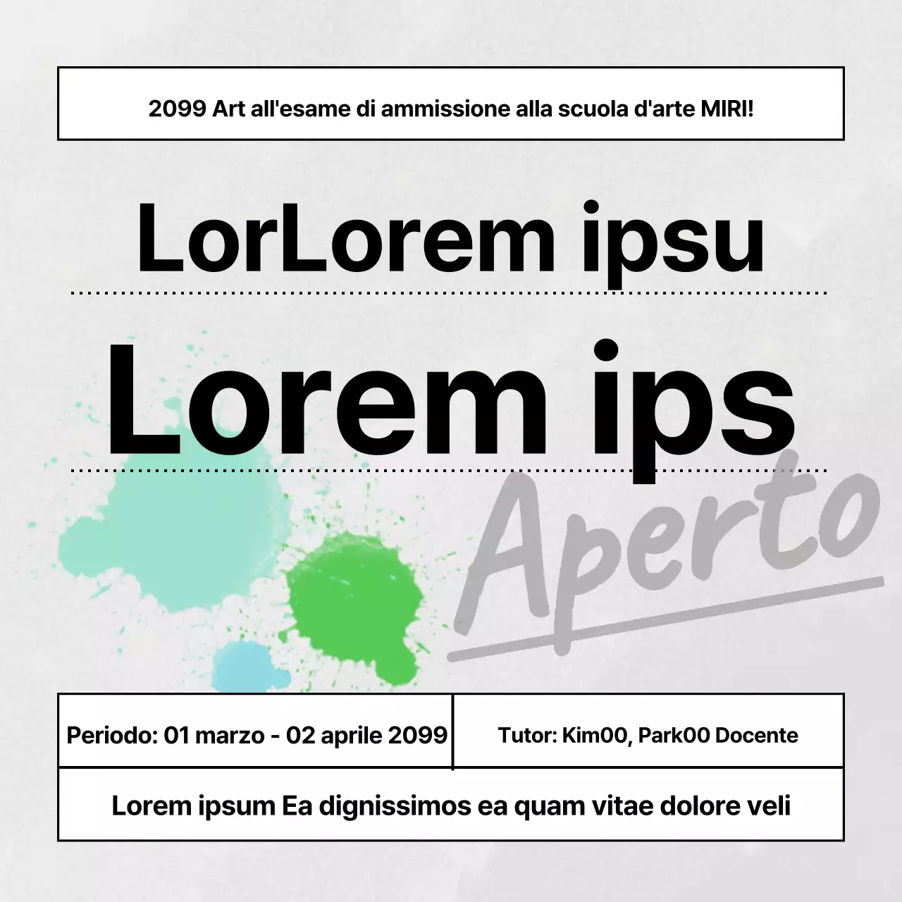 Promozione dell'esame di ammissione alla scuola d'arte grigio e semplice