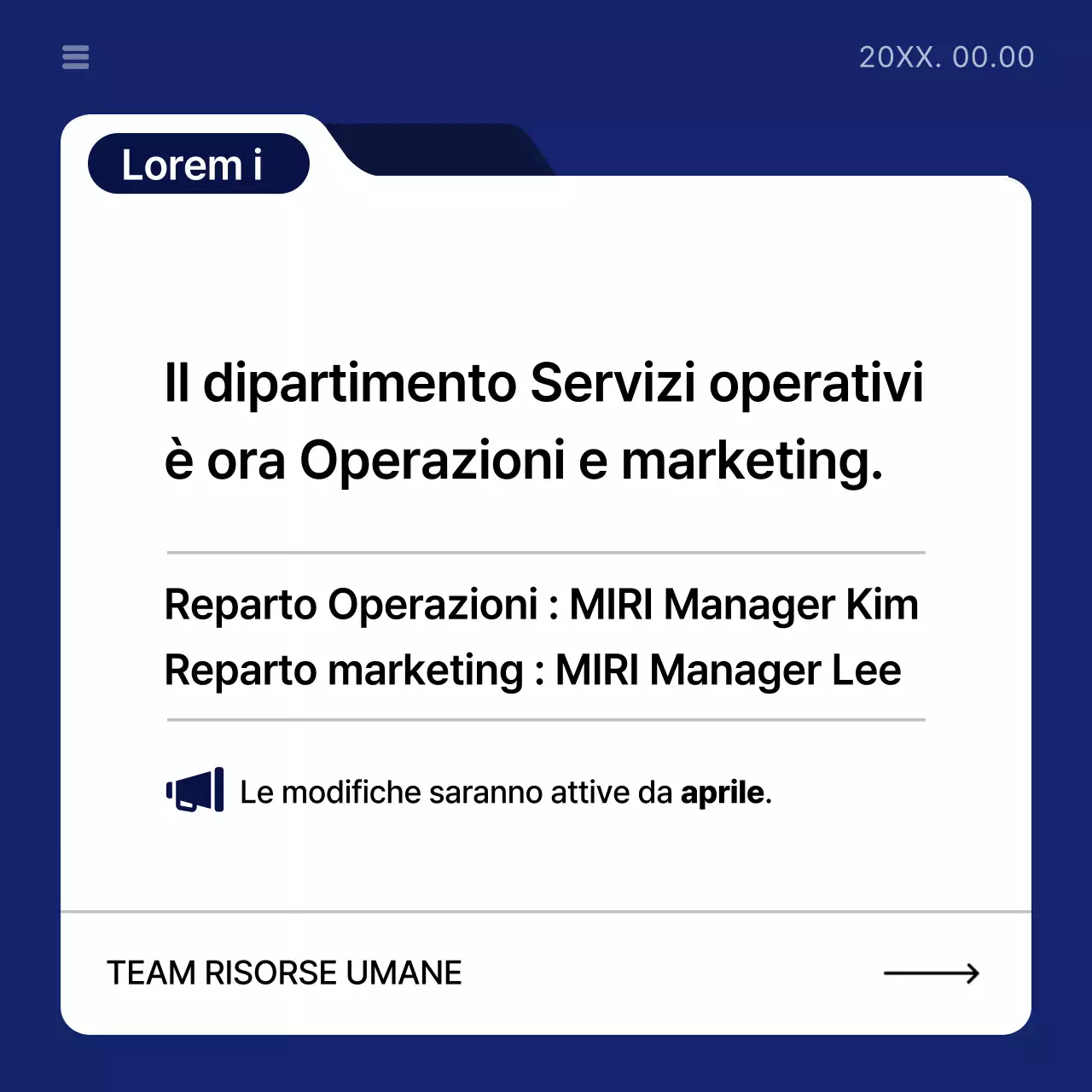 Guida all'annuncio aziendale semplice in blu