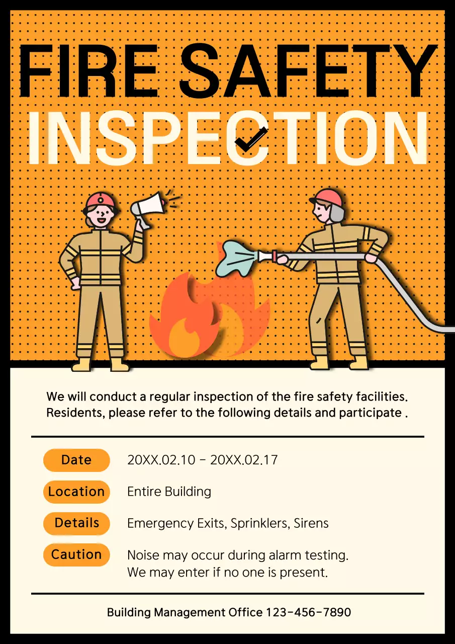 Orange Retro Safety Notice Poster