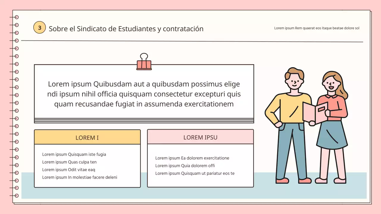 Una sencilla orientación para nuevos empleados en rosa y azul claro