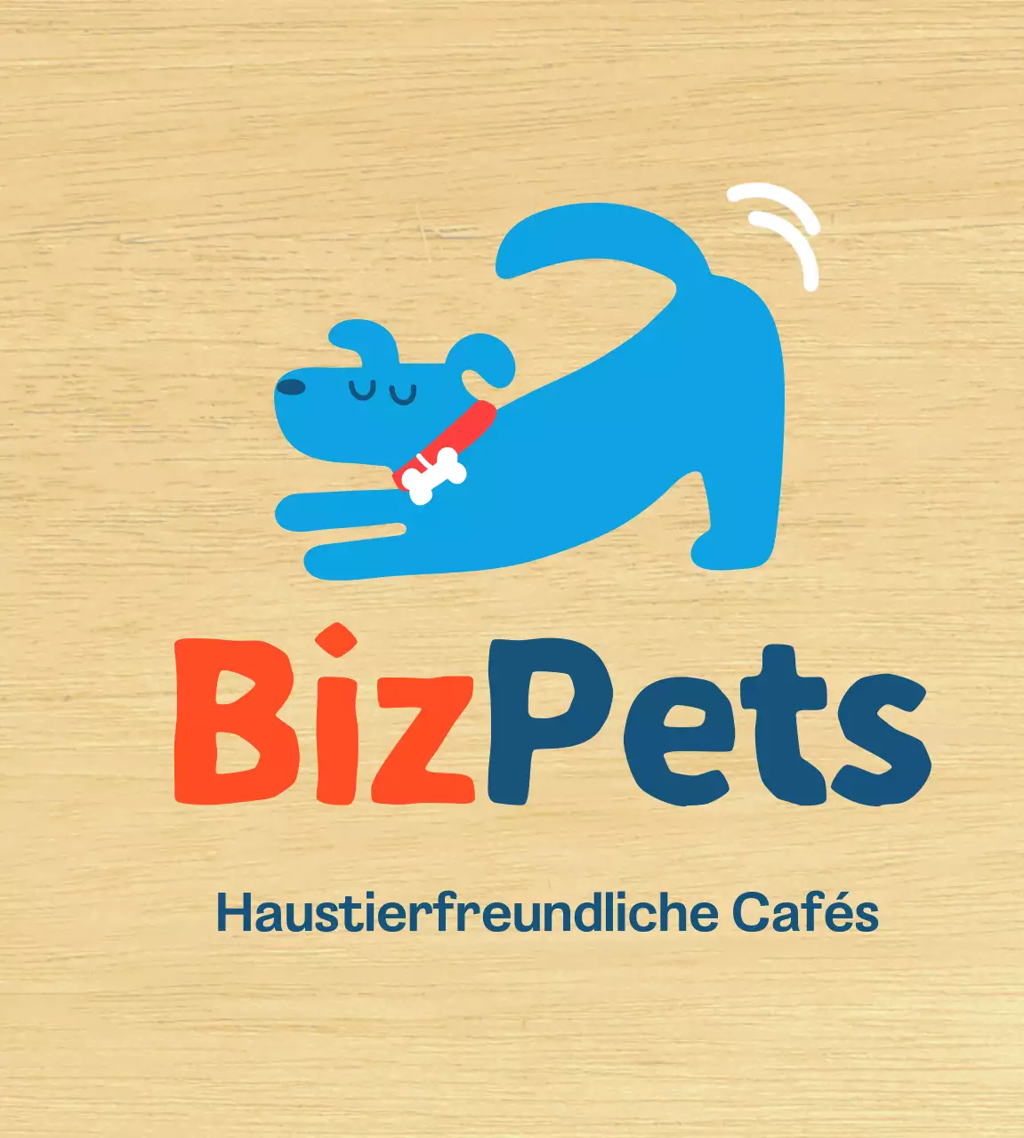 Förderung eines einfachen blauen süßen Welpen-Cafés