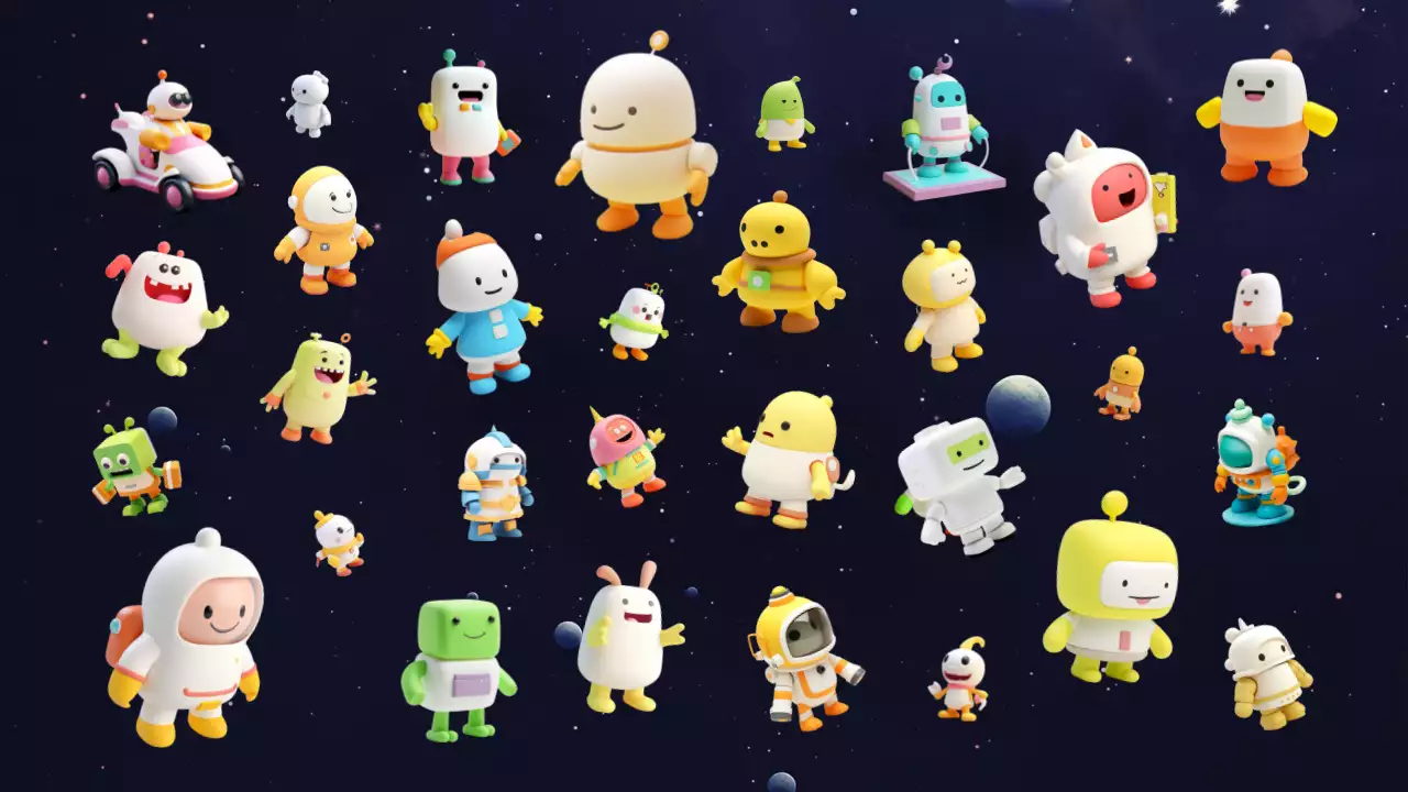 Navy Cute Alien Sticker Presentation