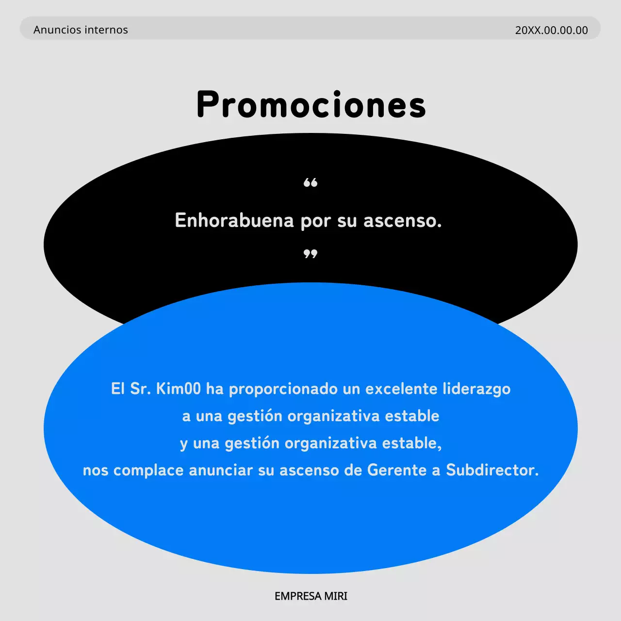 Promueva los asuntos internos con un aspecto minimalista en azul y gris