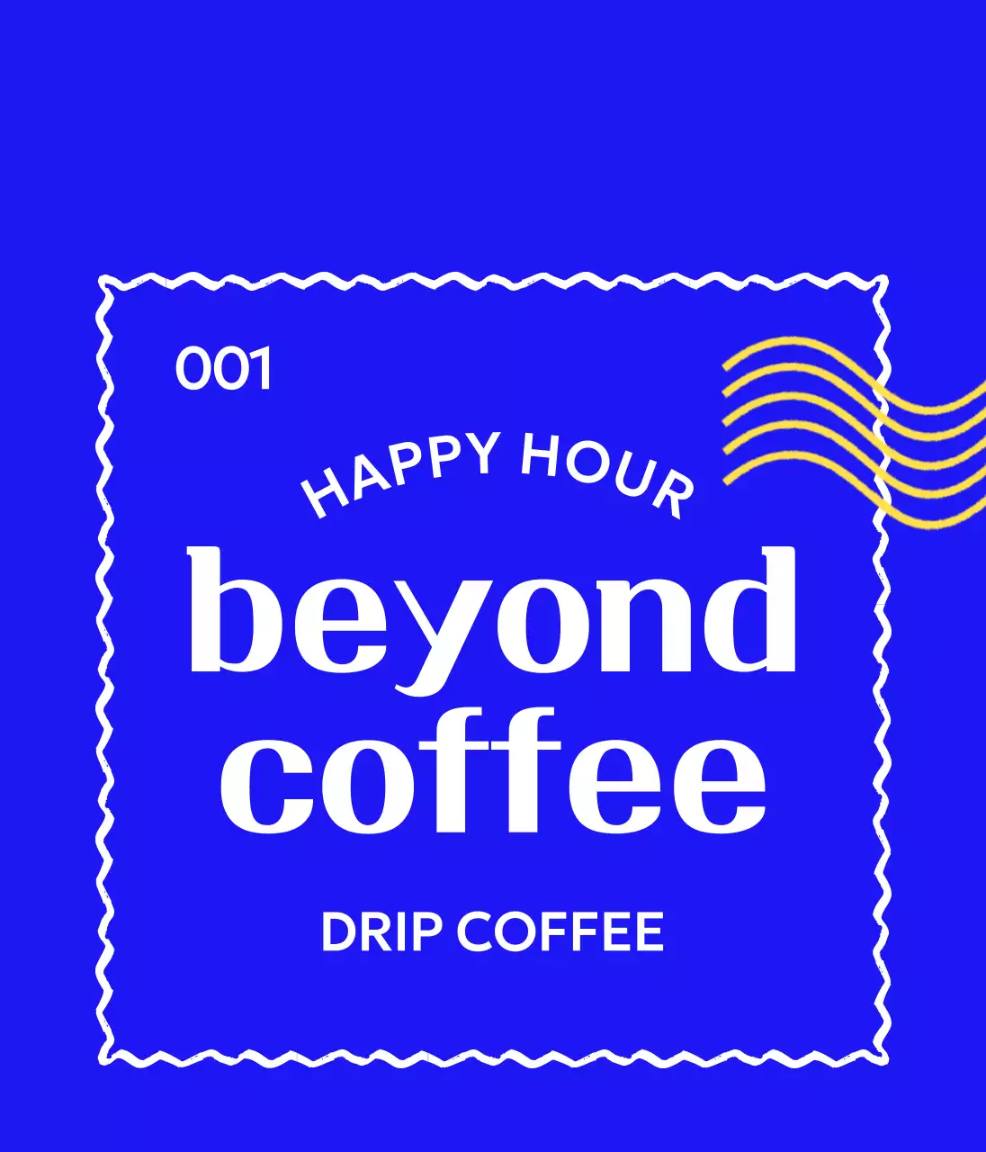 Simple cafe merchandise with curved text and a yellow wave