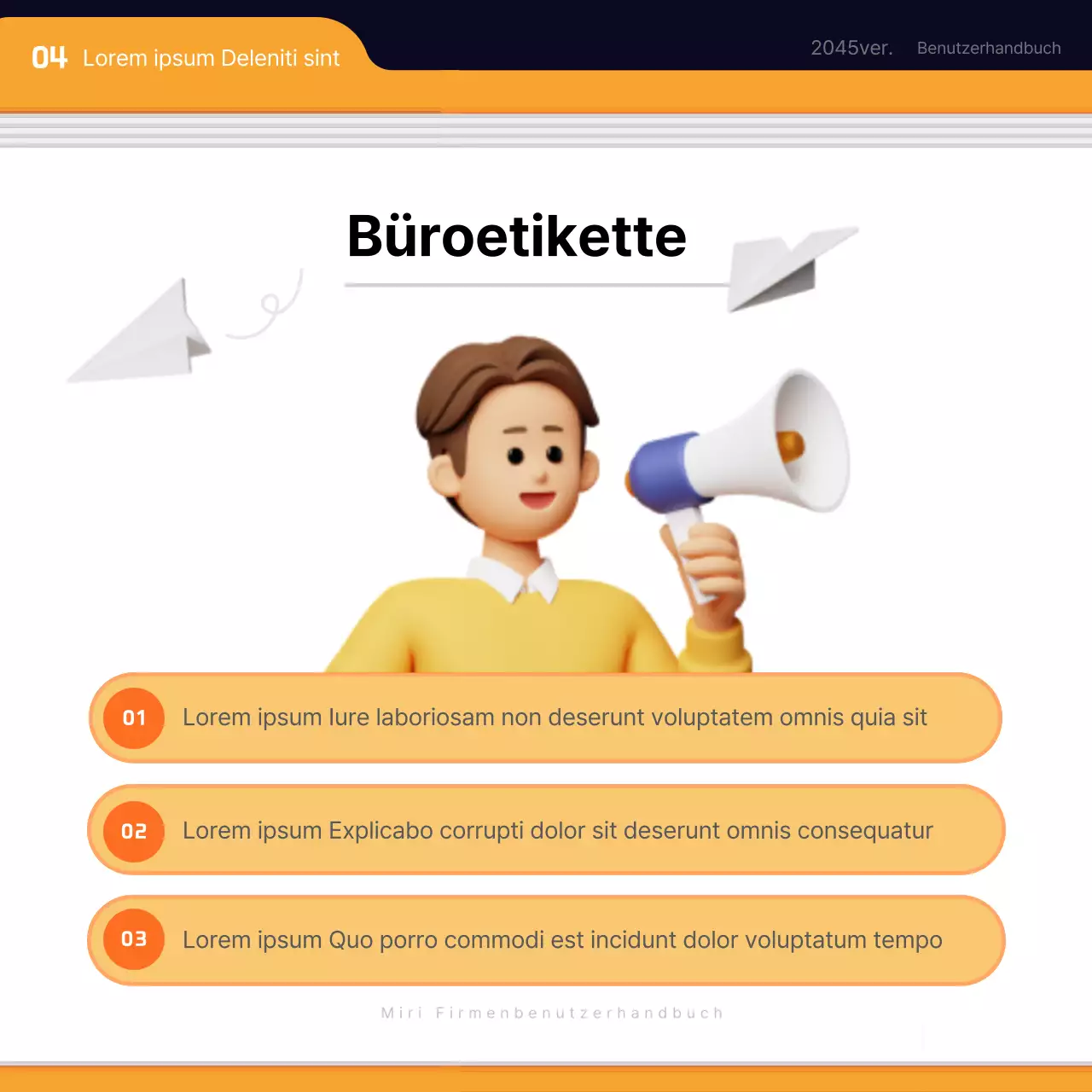 Einfache schwarz-orangefarbene Schulungsunterlagen für neue Mitarbeiter