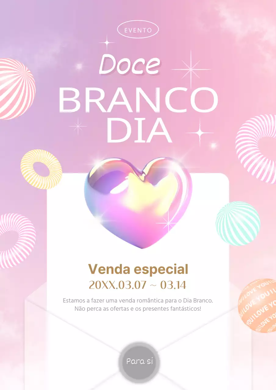 Ilustração de uma carta com um coração para promover o Dia Branco