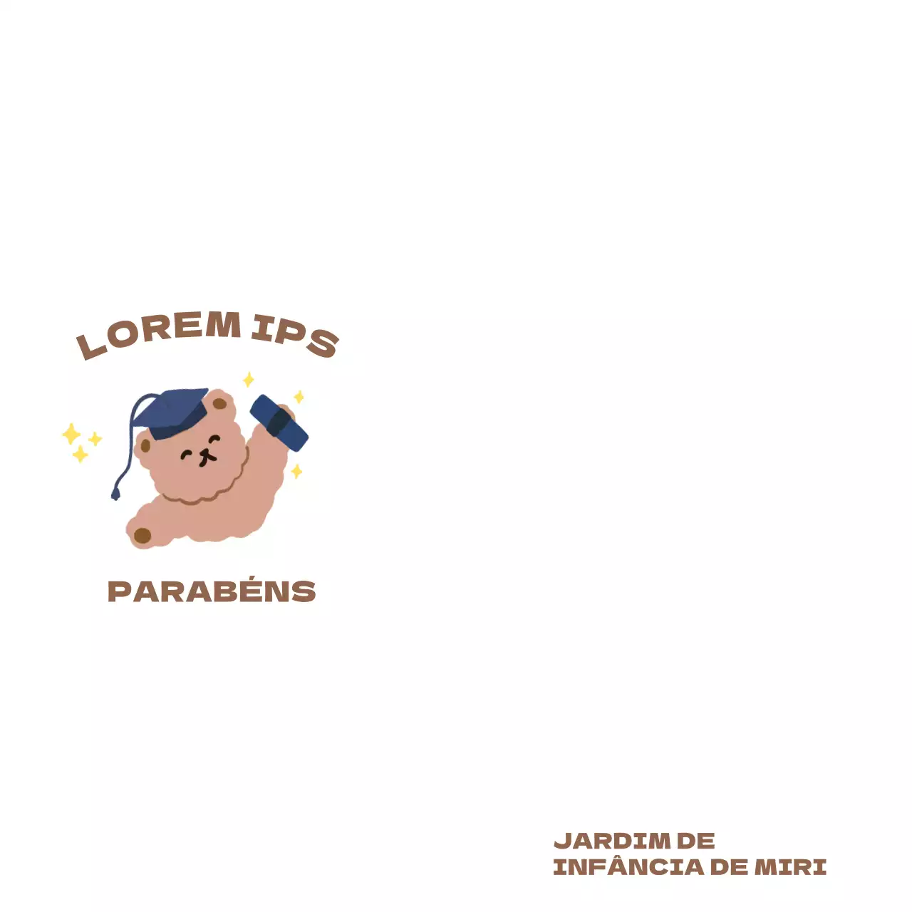 Um doodle de formatura giro com a impressão da mão de um ursinho de peluche