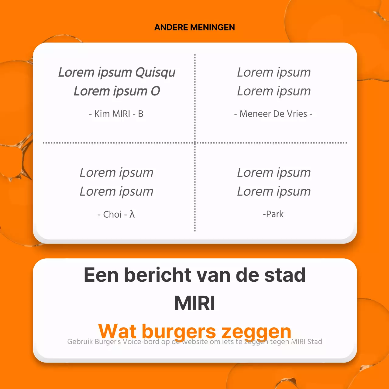 Een knal geel en oranje in het rapport over burgerbeleid