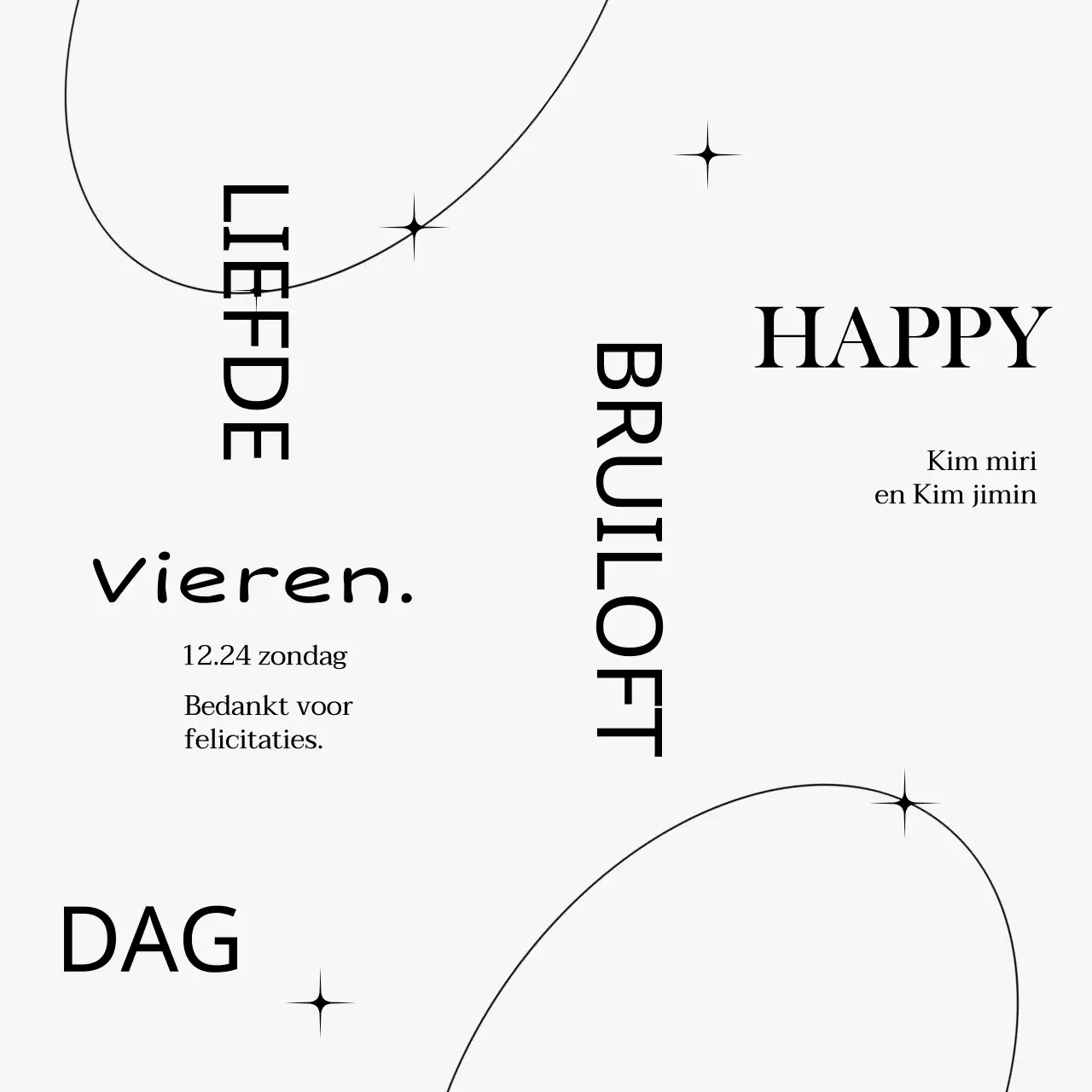 Een stijlvolle huwelijksviering met lijncirkelillustraties en glitter