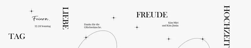 Eine stilvolle Hochzeitsfeier mit Linienkreis-Illustrationen und Glitzer