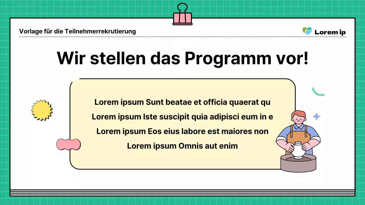 Ein kitschiger grün-gelber Einstellungsführer für Ihr Programm
