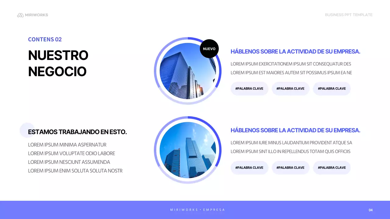 Una sencilla carta de presentación de empresa en azul y malva