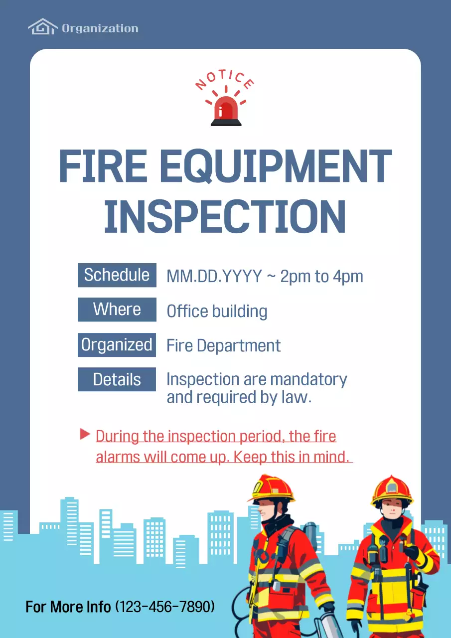 Blue Modern Fire Notice