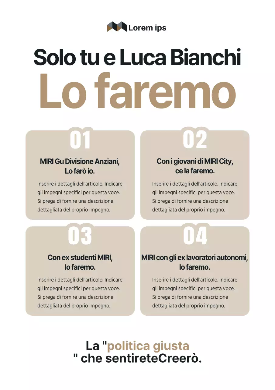 Una semplice campagna elettorale parlamentare in beige e nero