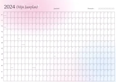 Jaarkalender met roze kleurverloop