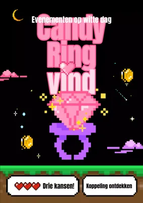 Advertentie voor game-evenement White Day in roze en zwart