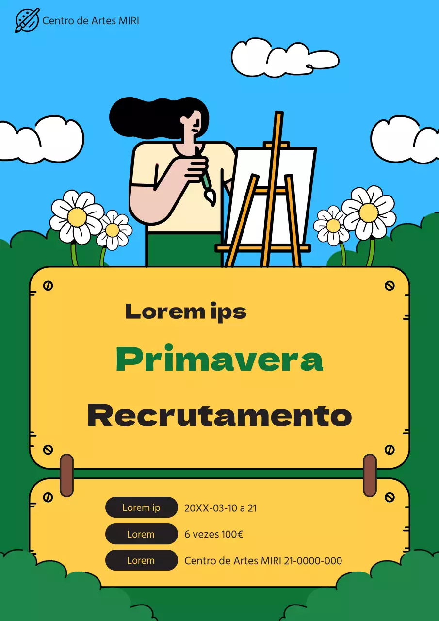 Recrutamento para um seminário de primavera em verde e amarelo