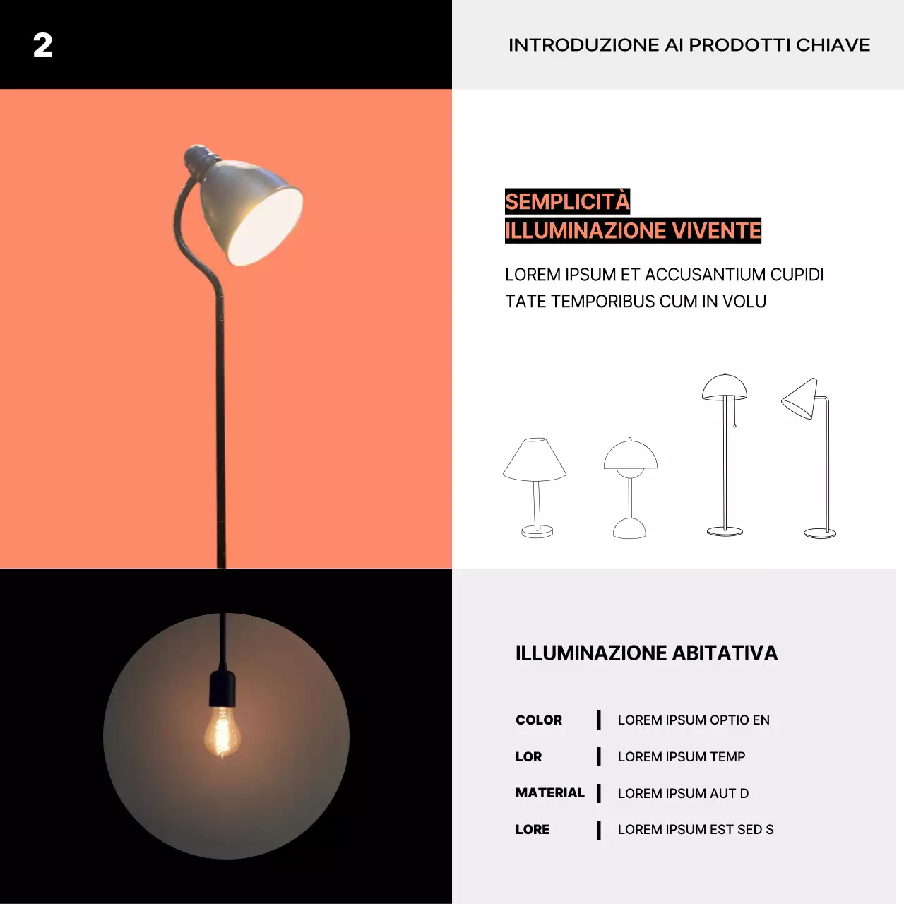 Marchio di un interno minimalista in arancione e nero