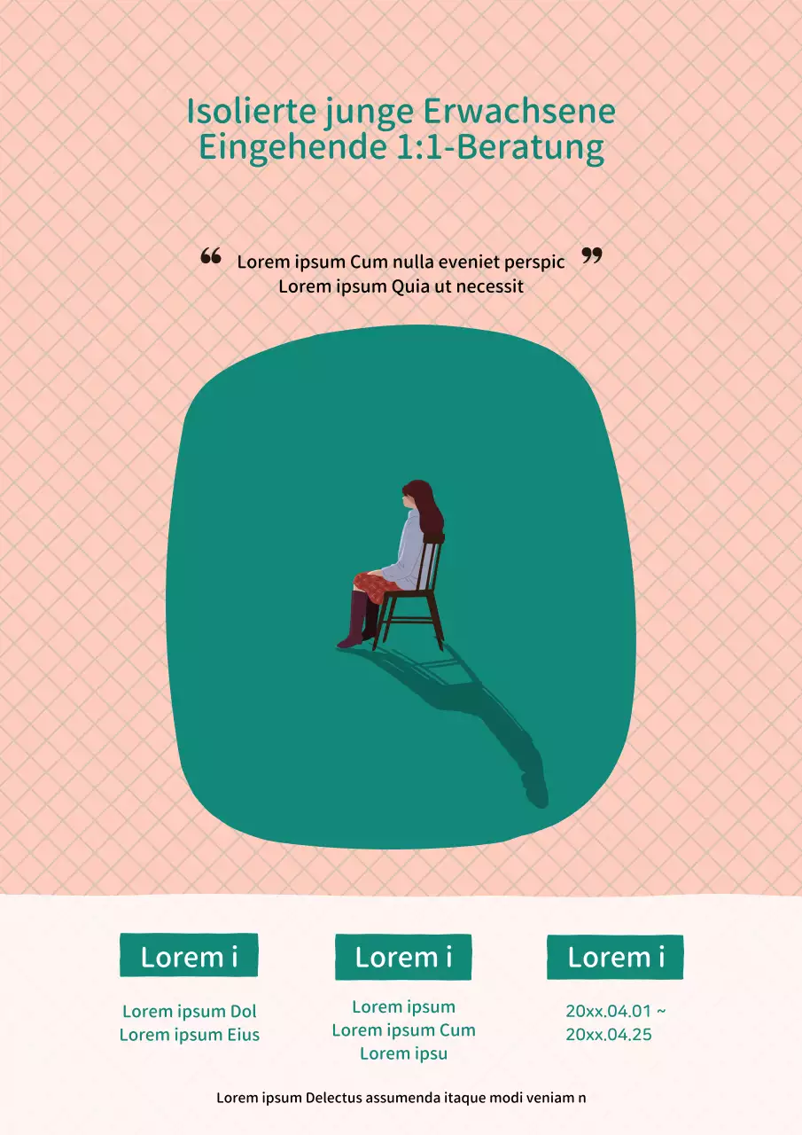 Minimalistische Stellenanzeige für Jugendberatung in Rosa und Grün